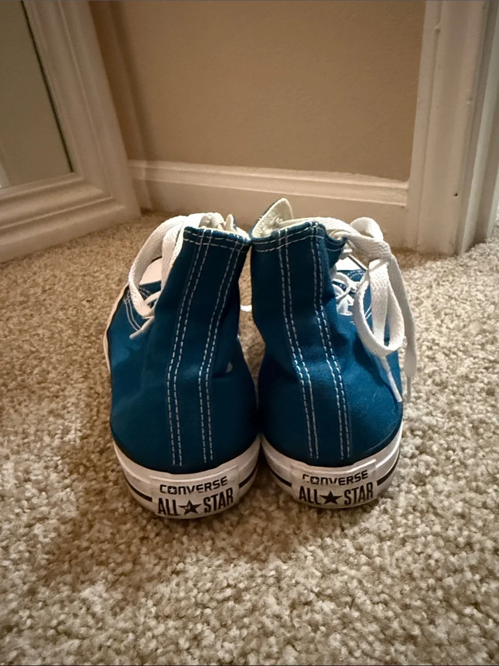 Converse High-Top Sneakers in Teal Blue and White